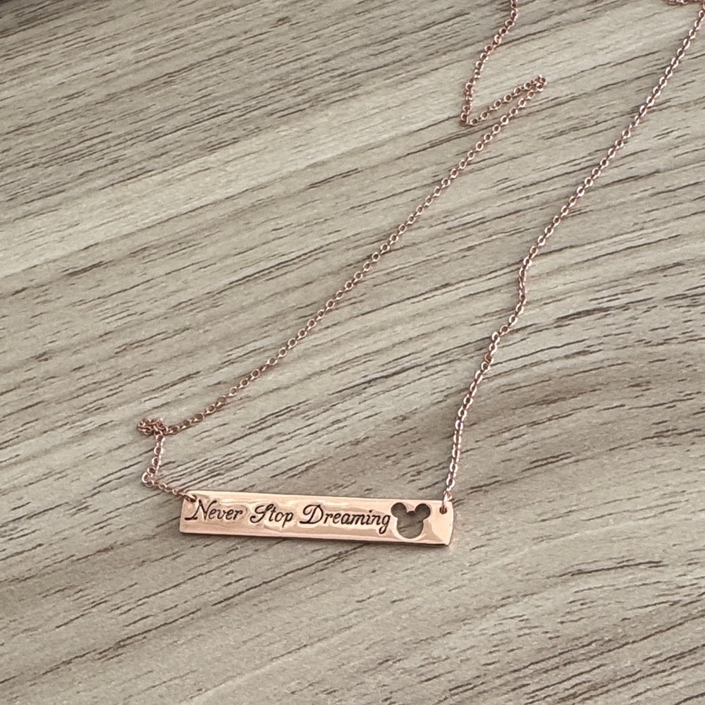 Disney Rose Gold 'Never Stop Dreaming' Necklace
